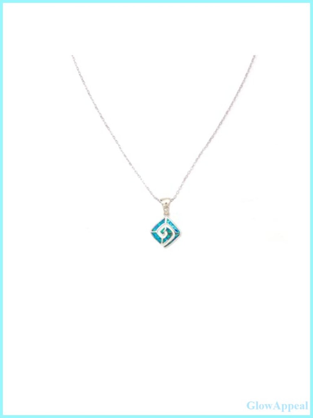 Greek Spiral Square Pendant 925 Sterling Silver Rhodium Plated Necklace